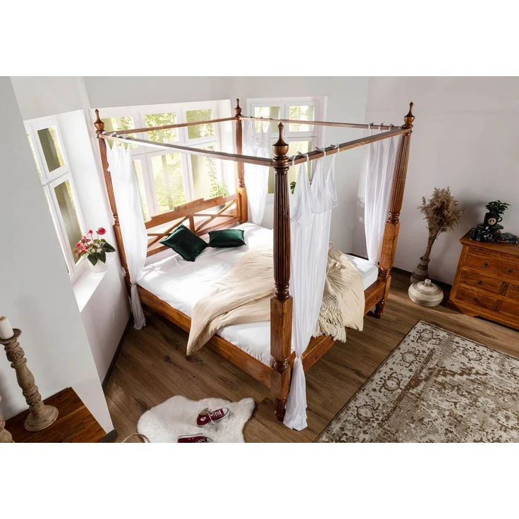Himmelbett Akazie 200x200x224 honig lackiert OXFORD #0247 – Bild 2