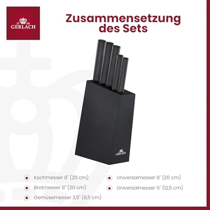 GERLACH. Messerset im Block 5tlg AMBIENTE Schwarz – Bild 4