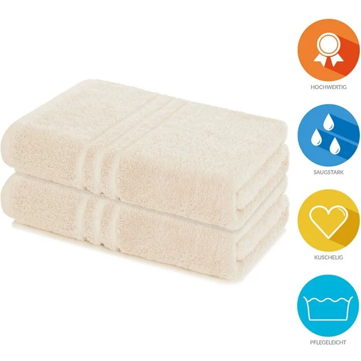 Lavea Badetuch Elena 2er Set Badetücher 100x150 cm, Duschtuch, 500 g/m² Frottier, weich & saugstark, pflegeleicht – Bild 1