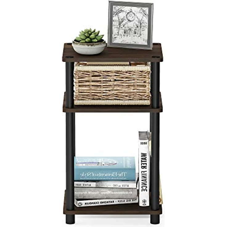 Furinno Just Sofatisch, Couchtisch, Beistelltisch, mit 3 Ebenen, Columbia Walnut / Schwarz, 29. 2 (Breite) x 57. 9 (Höhe) x 34 (Tiefe) cm – Bild 8