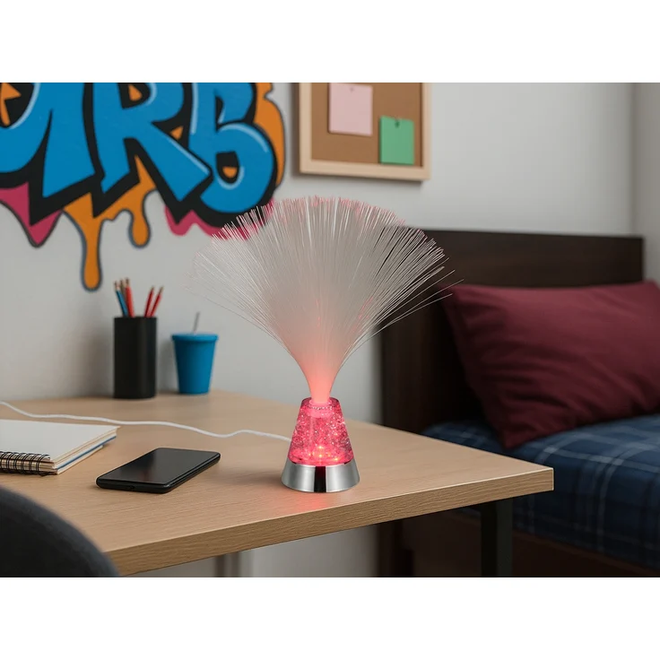 Coole Faserlampe mit RGB Farbwechsel, auch Batteriebetrieb geeignet, Höhe 31,5cm – Bild 5