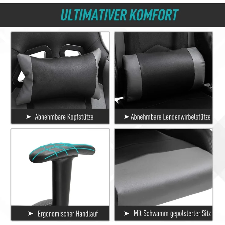 Vinsetto Schreibtischstuhl Gamingstuhl ergonomisch – Bild 7