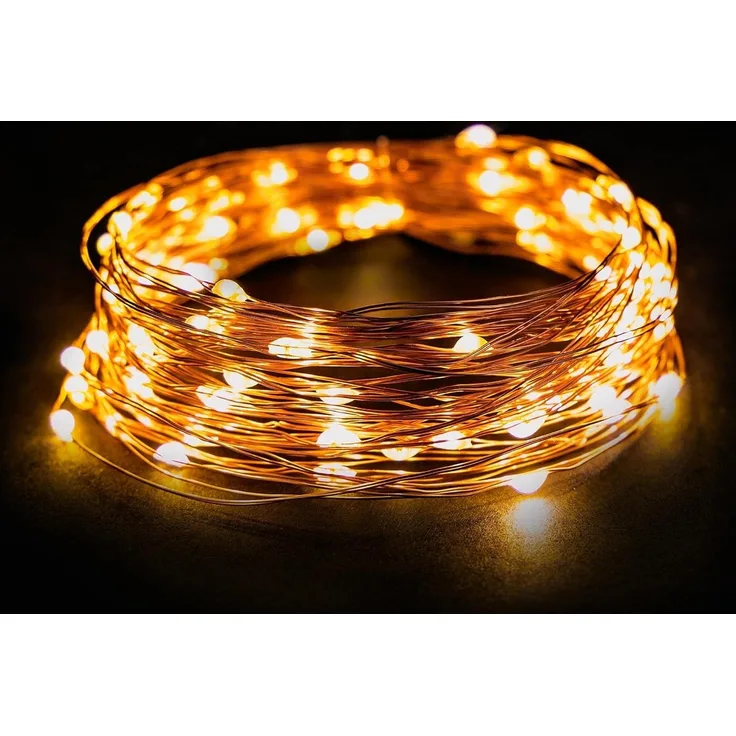 EMOS Micro LED Lichterkette Kupferdraht 8m, 80 LEDs | LED Deko für Innen & Aussen, Wasserdicht IP44 | Lichterdraht 230V mit Timer-Funktion, Lichtfarbe warmweiß