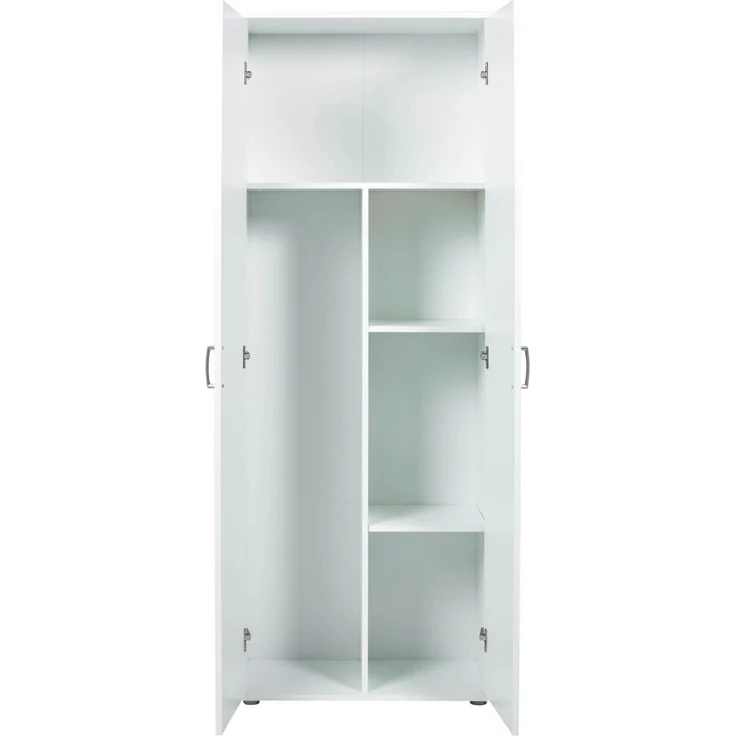Inter Link Haushaltsschrank - Mehrzweckschrank 70 cm Breit - Schrank mit 2 Türen, 5 Fächern, Verstellbaren Einlegeböden - Besenschrank, Putzschrank, Allzweckschrank - 70 x 34 x 189 cm - Weiss – Bild 6