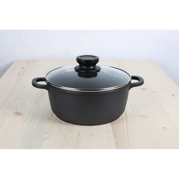 Aluguss Kochtopf 2,3L 20cm Glasdeckel Küchen Mahlzeit Induktion Kochen Herd