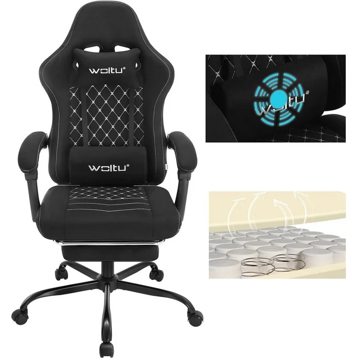 Woltu Gaming-Stuhl (1 St), mit Massagefunktion, ergonomisch, 150 kg, Tech-Stoff – Bild 5