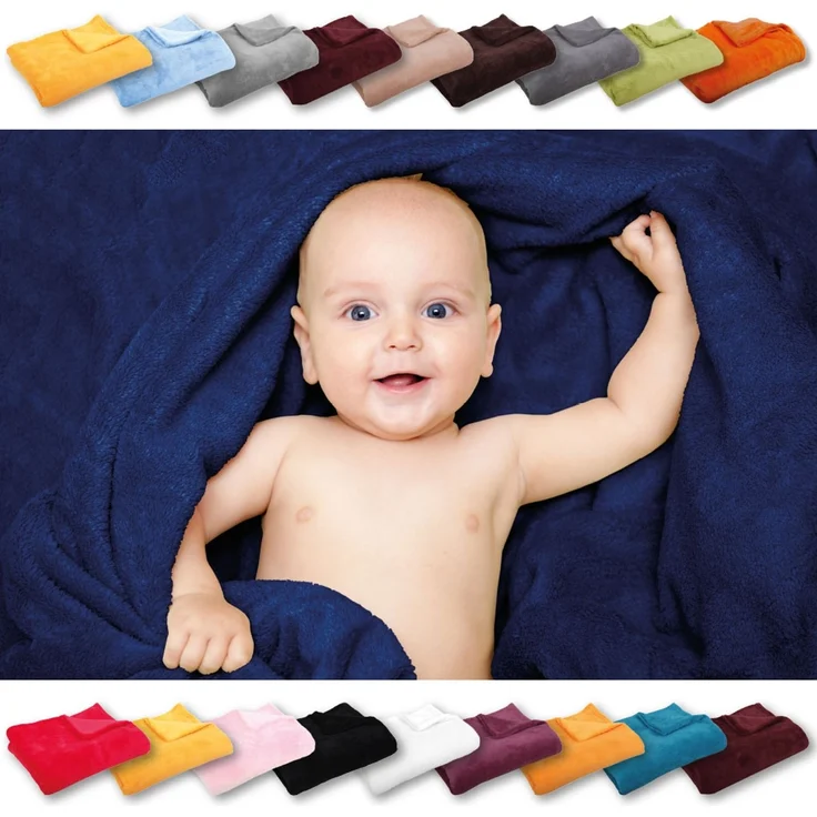 Babydecke Mikrofaser Bestcount 60x80 cm blau - königsblau – Bild 2