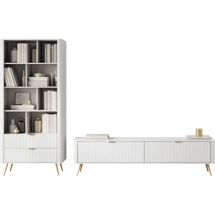 Wohnzimmer-Set Literpo I (Farbe: Weiß) – Bild 2