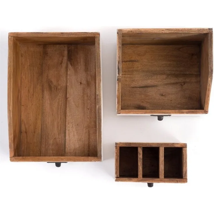 DESIGN DELIGHTS Aufbewahrungsbox SCHREIBTISCH ORGANIZER SET "OFFICE", 3-teilig, Altholz massiv, Farb