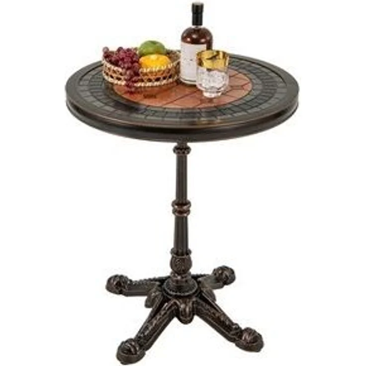 COSTWAY Gartentisch (1-St), mit geschnitzter Textur, rund, Aluminium, Ø60,5x73 cm – Bild 6