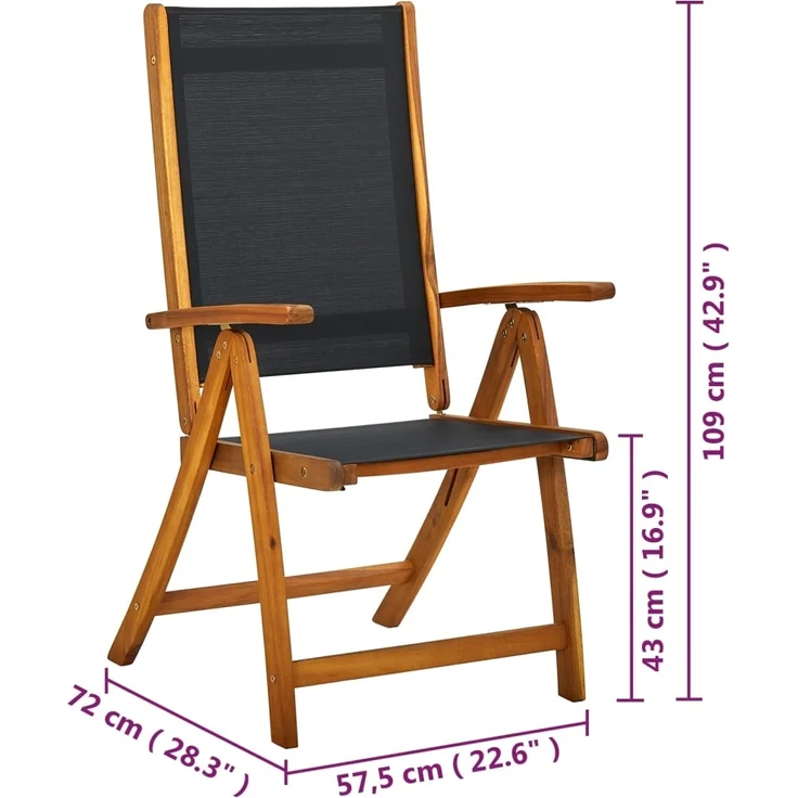 vidaXL Gartenstühle 8 Stk. Klappbar Massivholz Akazie und Textilene 3120456 – Bild 7