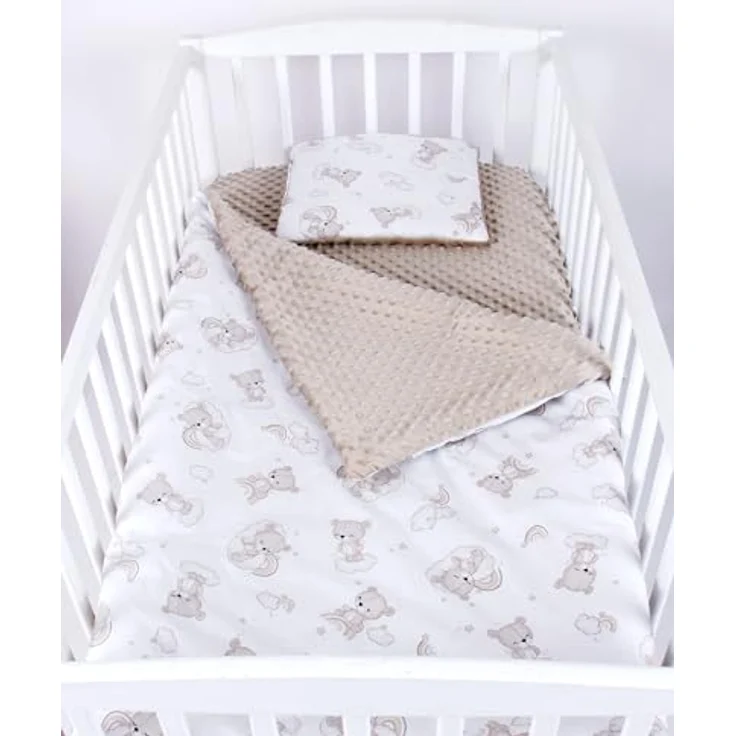 Babydecke BABYLUX Babydecke Krabbeldecke MINKY Kuscheldecke 75x100 cm+KISSEN, BabyLux, K138 - Bären – Bild 2