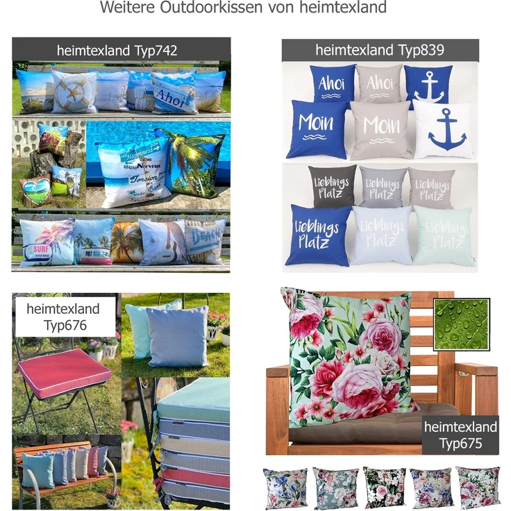 heimtexland ® OUTDOOR Lounge Dekokissen LOTUS EFFEKT wetterfest 45x45 Garten Kissen Outdoorkissen Typ551 dunkelgrau – Bild 7