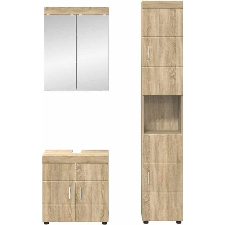 vidaXL Badezimmermöbel-Set TULUM 3 stk. Sonoma-Eiche 60 x 34 x 63 cm 3398036 – Bild 3