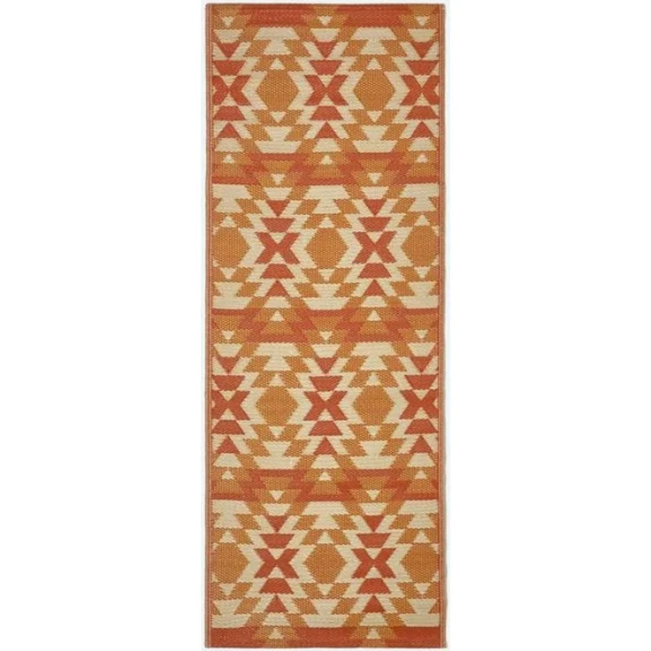 Homescapes Outdoorteppich Outdoor Teppich-Läufer Anya 75x200 cm – Ethno-Muster, rot-orange, Höhe: 20 mm – Bild 4