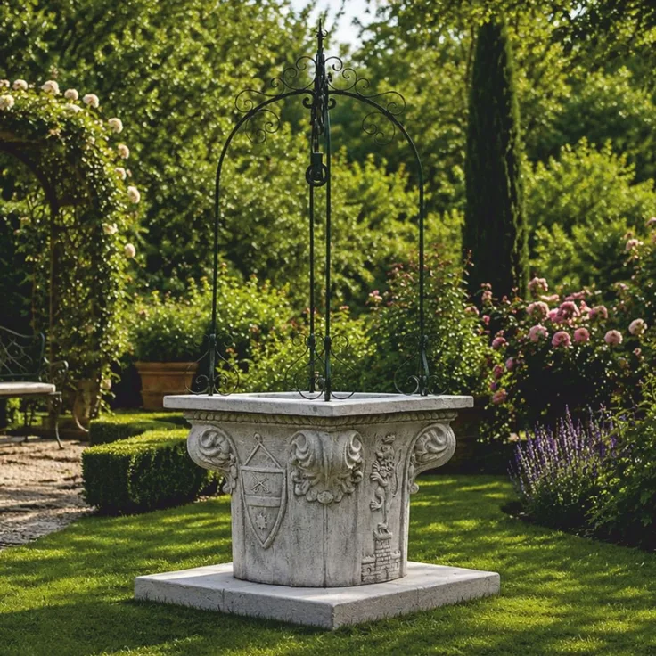 Casa Padrino Barock Gartenbrunnen Grau / Schwarz 120 x H. 260 cm - Made in Italy