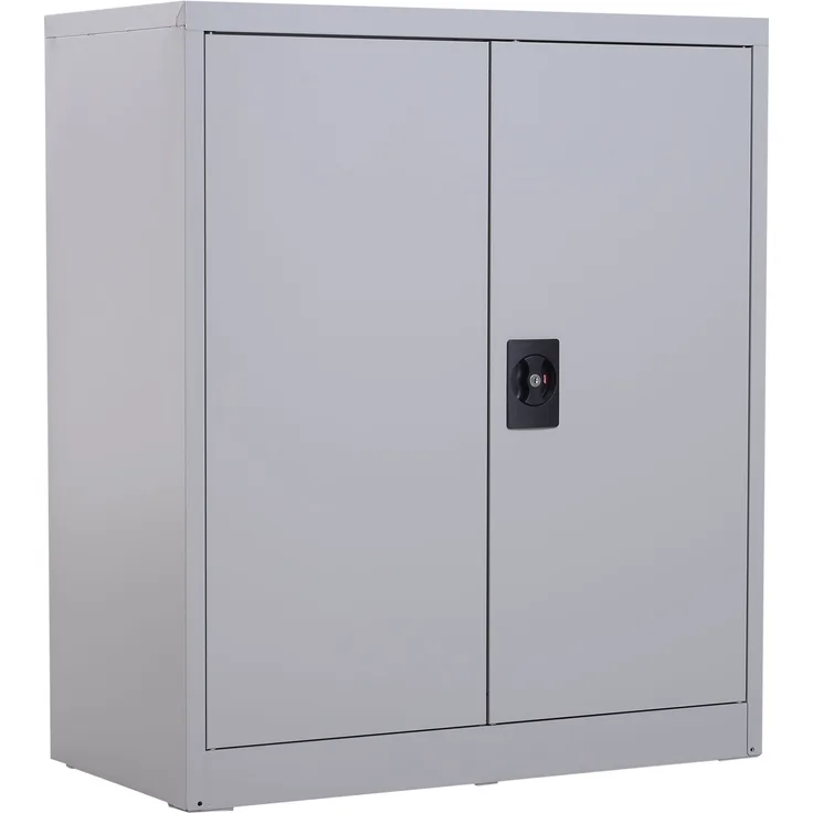 Aktenschrank Stahlschrank Mehrzweckschrank mit verstellbarem Regal und Schloss für Arbeitszimmer Wohnzimmer Grau--Grad--92.5x40x80cm--YOUDENOVA