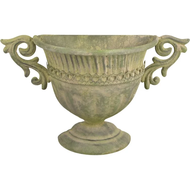 Wand Topf Aged Metall Grün Vase Pokal Kübel Umtopf Blumen Vintage Hänge Korb – Bild 3