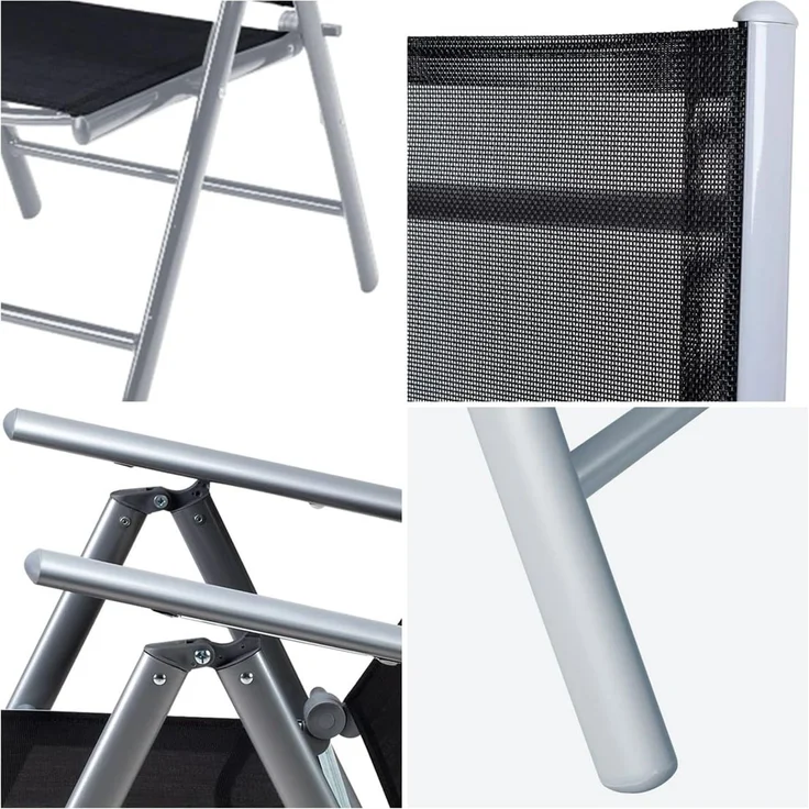 Casaria® Gartenstühle 3er Set Hochlehner Klappbar 8-Fach Verstellbar Camping Stuhl Aluminium Wetterfest Klappstuhl 120kg Belastbarkeit Garten Balkon – Bild 5