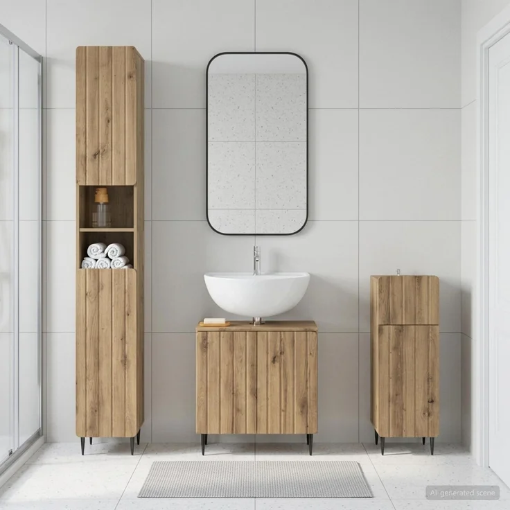 vidaXL 3-teiliges Badezimmer-Schranksystem ZWOLLE Artisan-Eiche 3417845 – Bild 1