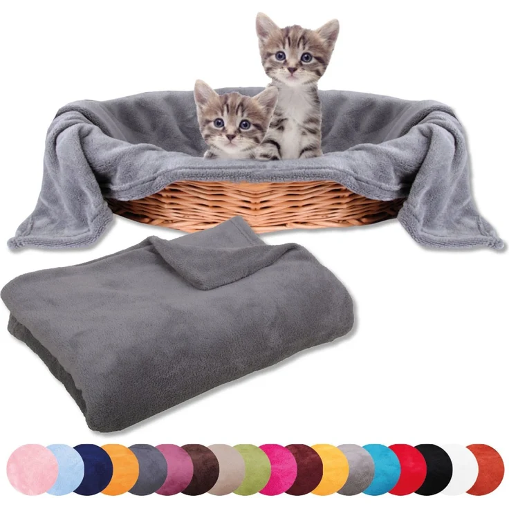 Haustierdecke Katzendecke Kuscheldecke Tierdecke , angenehm und super weich in vielen verschiedenen Farben erhältlich (90x140 cm / steingrau - anthrazit) – Bild 2