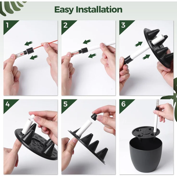 T4U 15cm Schwarz Selbstwässernder Blumentopf mit Wasseranzeiger 4er-Set – Bild 5