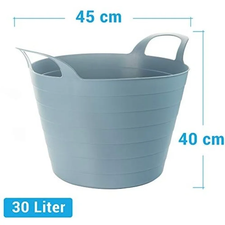 2 Friends Wäschekorb Plastik Flexi 3er Set - 30 Liter Vielseitige Wäschewanne mit Griffen – Bild 2