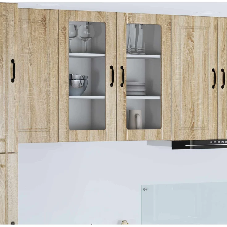 vidaXL Wandglas-Schrank PORTO Sonoma-Eiche 40 x 31 x 80 cm 885339 – Bild 1