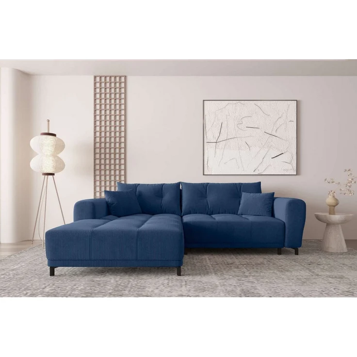 99rooms Massimo Ecksofa Cordstoff POSO Blau mit Schlaffunktion Links – Bild 5