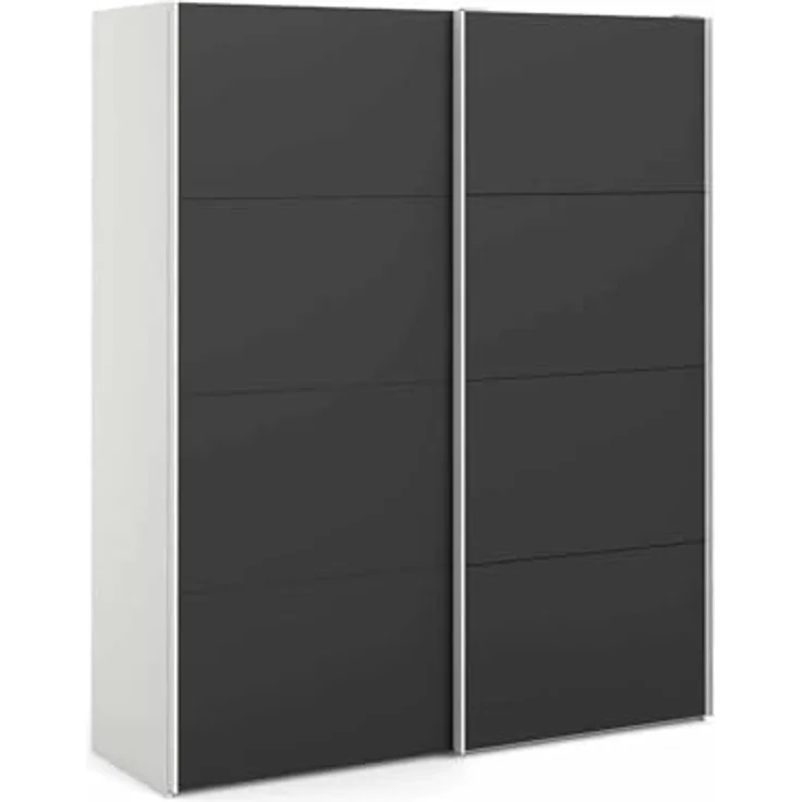 Dmora - Kleiderschrank 2 Türen Emeraude, Schlafzimmermöbel, Schrank, Garderobe, 182x61 h220 cm, Weiß und Schwarz – Bild 3