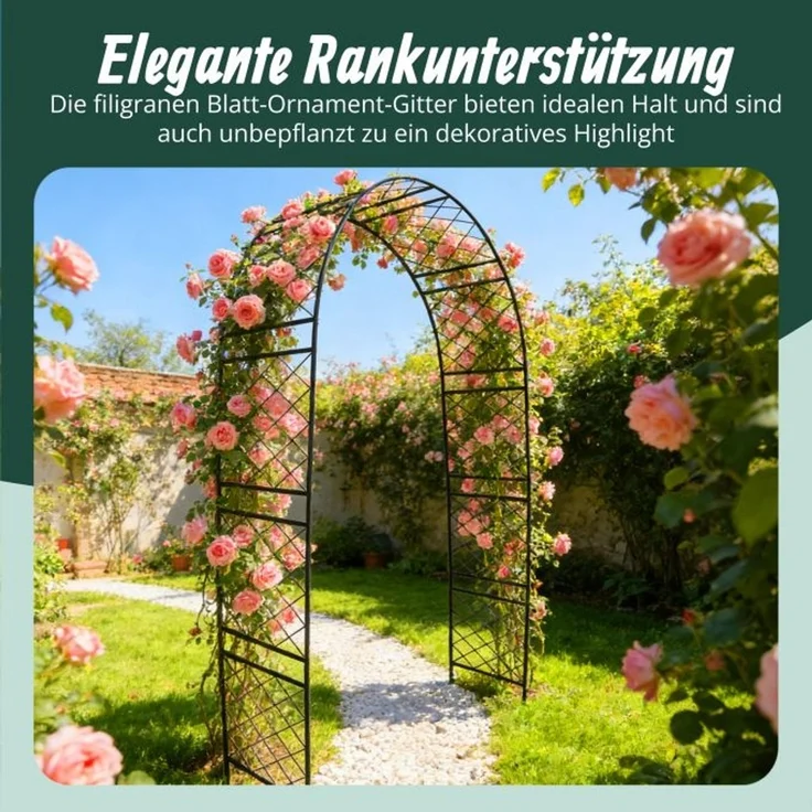 Relaxdays Schwarzer Rosenbogen aus Metall – Bild 2