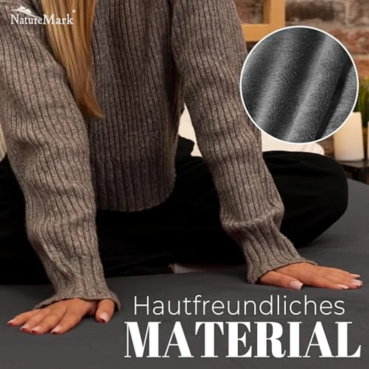 NatureMark Spannbettlaken Winter Thermo Fleece Spannbetttuch, 80% Baumwolle und 20% Polyester, Gummizug: rundum, (1 Stück), 120x200 cm - Anthrazit grau – Bild 7