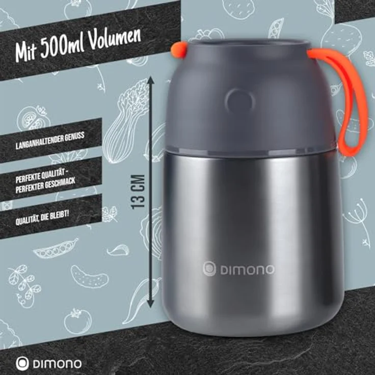 Dimono Thermobehälter Warmhaltebehälter, Edelstahl, (to-Go Lebensmittelbehälter, Essensbehälter für unterwegs) – Bild 8