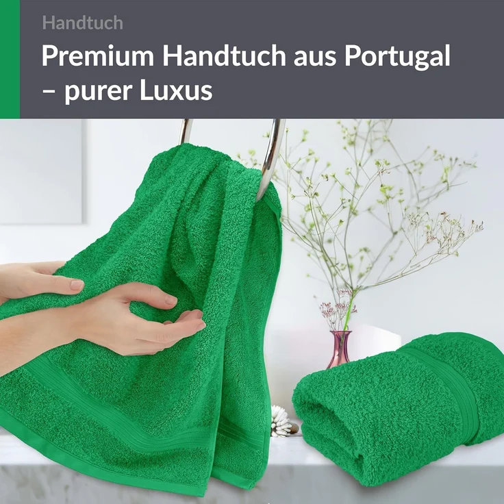 Lashuma Handtücher Linz, Frottee (2-St), Saugstarke Baumwollhandtücher 50x100 cm grün – Bild 9