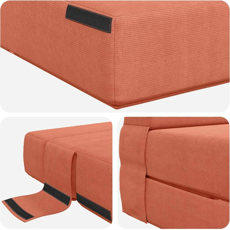 vidaXL Klappsofa Bett Rot-Orange 190 x 100 x 15 cm Cordstoff 900118 – Bild 5
