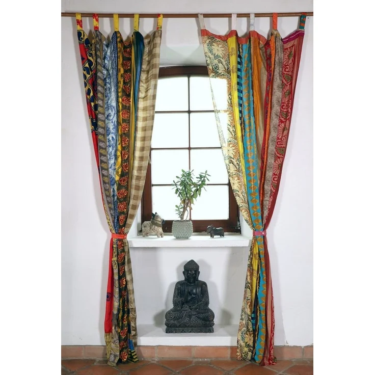 Guru-Shop Vorhang Seidiger Vorhang (1 Stk) Gardine aus Patchwork.. – Bild 4
