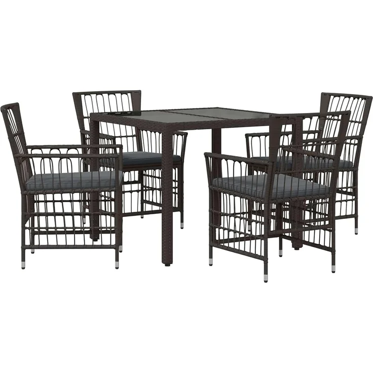 vidaXL Outdoor-Essgruppe 5 stk. Schwarz Poly-Rattan 3448934 – Bild 1