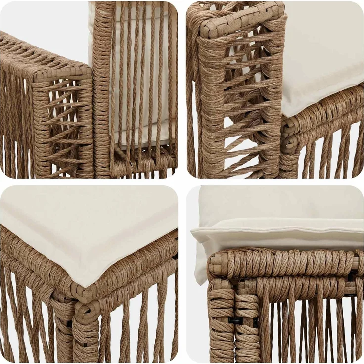 vidaXL Gartensofa-set 8 stk. 8-Sitzer Beige und Cremeweiß Poly-Rattan 3435186 – Bild 5