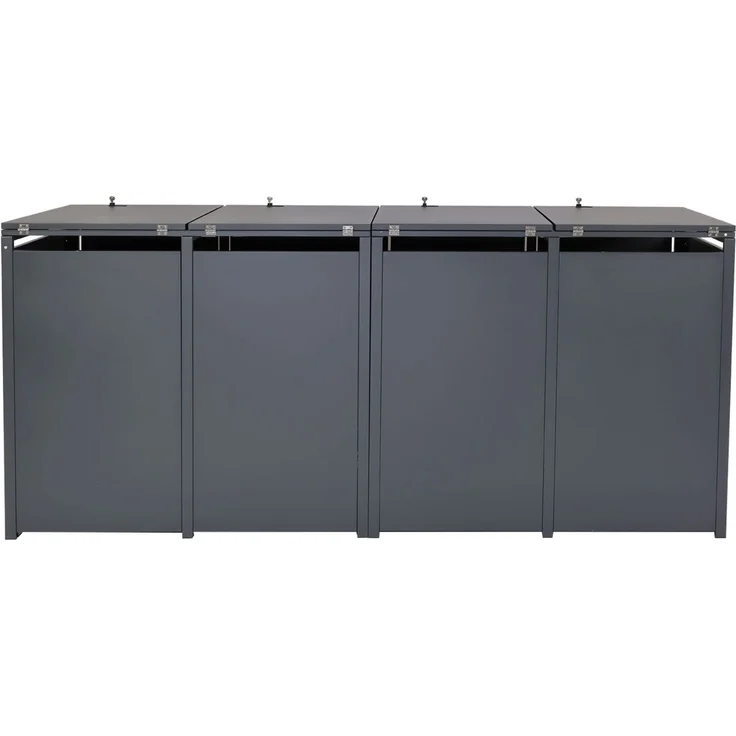 4er Mülltonnenverkleidung HWC-J81, Mülltonnenbox, erweiterbar, Metall 100kg, anthrazit ~ Buche-Holzoptik hellbraun – Bild 8