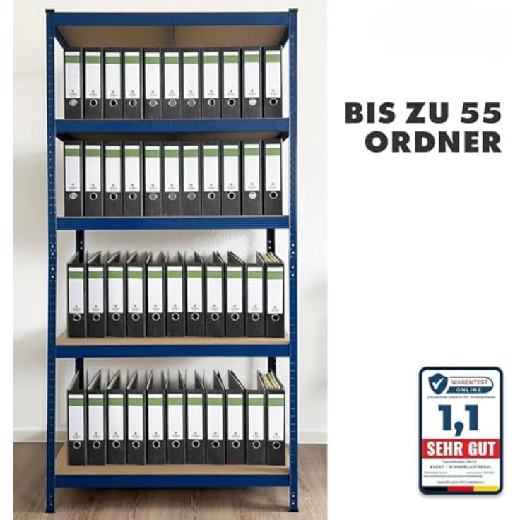 Floordirekt Schwerlastregal, 2er Set, blau 180 x 90 x 40 cm Steckregal, Kellerregal, Lagerregal, Werkstattregal, Werkbank - 5 verstellbare Böden (Lakota) – Bild 7