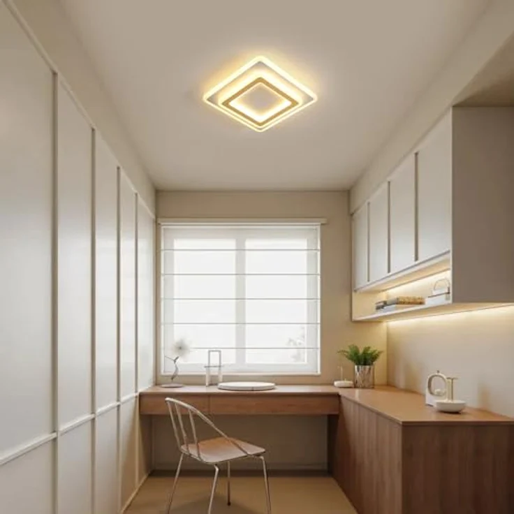 Goeco 44W LED Deckenleuchte Modern, Gold Deckenlampe LED Quadratisch, Acryl Deckenlampe Deckenbeleuchtung für Wohnzimmer Schlafzimmer Flur Küche Balkon, 3000K Warmweiß – Bild 9