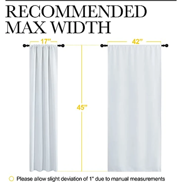 NICETOWN Rod Pocket Vorhänge 4263 84 Modern 42" W X 45" L *Greyish White – Bild 7