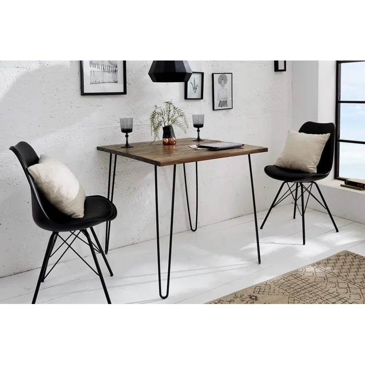 riess-ambiente Esstisch SCORPION 70cm Akazie braun – Metall, Hairpin Legs, Retro, massiv (Einzelartikel, 1-St), Kompakt, quadratisch, Vintage Tisch mit Metallbeinen schwarz – Bild 4