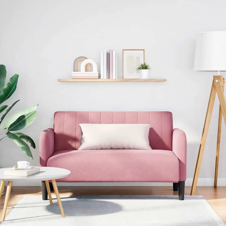 vidaXL Zweisitzer-Sofa Rosa 109 cm Samt 4100590 – Bild 1