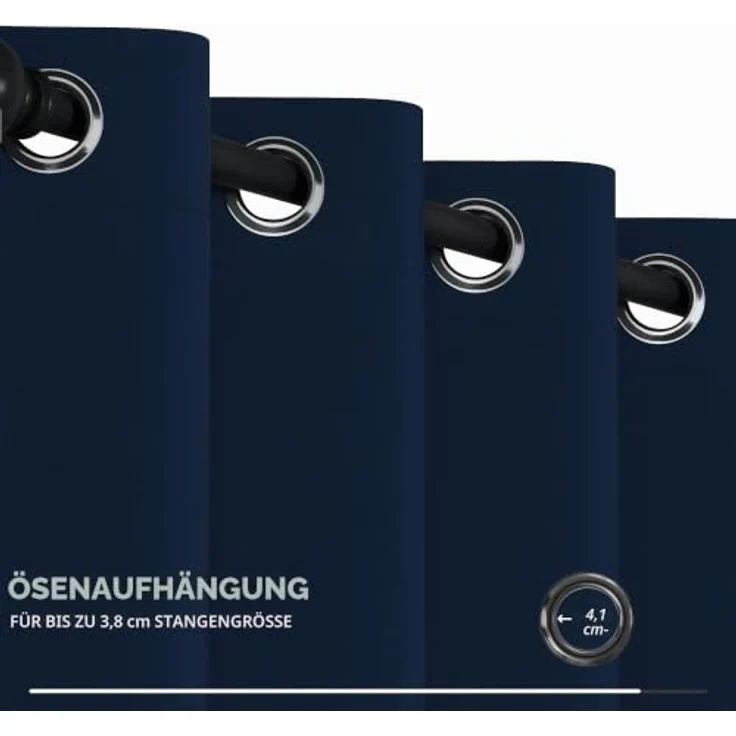 Deconovo Verdunkelnde Gardinen mit Ösen Blickdicht Türvorhang Dunkelblau | 1 Stück, H242 x B254 cm, Hitzeschutz Gardine, Blackout Curtain, Sichtschutz, Thermovorhang für Schlafzimmer und Wohnzimmer – Bild 7