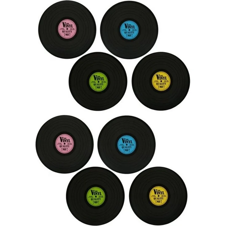 HAC24 Platzset Tischset Vinyl Schallplatte Platzmatte Rund Tisch Untersetzer, (Set, 8-St), Ø 39 cm – Bild 2