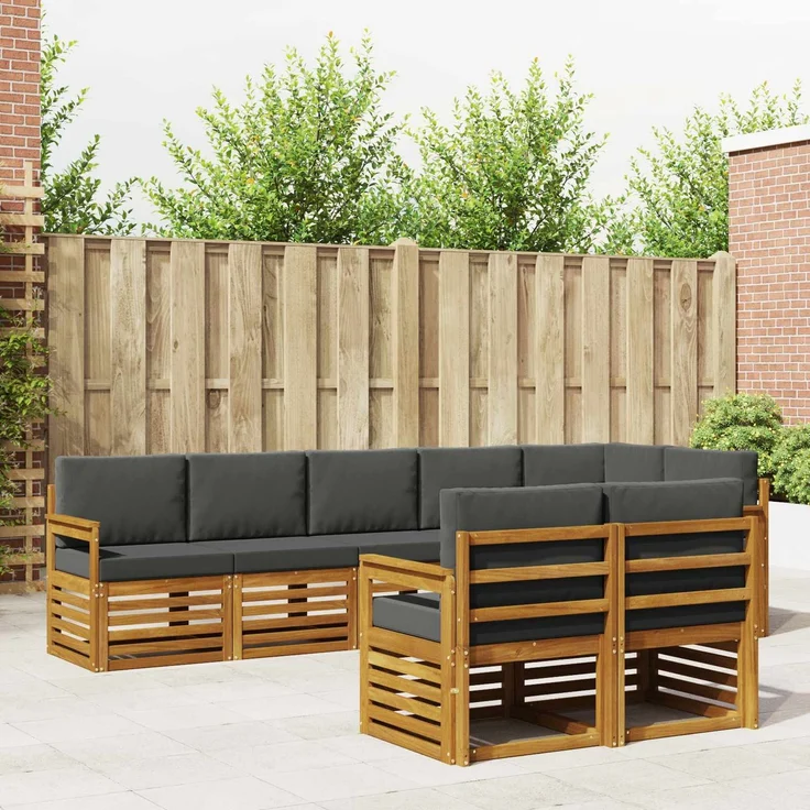 vidaXL Outdoor-Sofagarnitur 8 stk. 8-Sitzer Natur und Anthrazit 3374997 – Bild 1