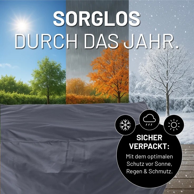 Lumaland Wetterschutzhaube für Sitzsack-Sofa Modular 165 x 85 x 75 cm grau 2x Eckteil – Bild 3