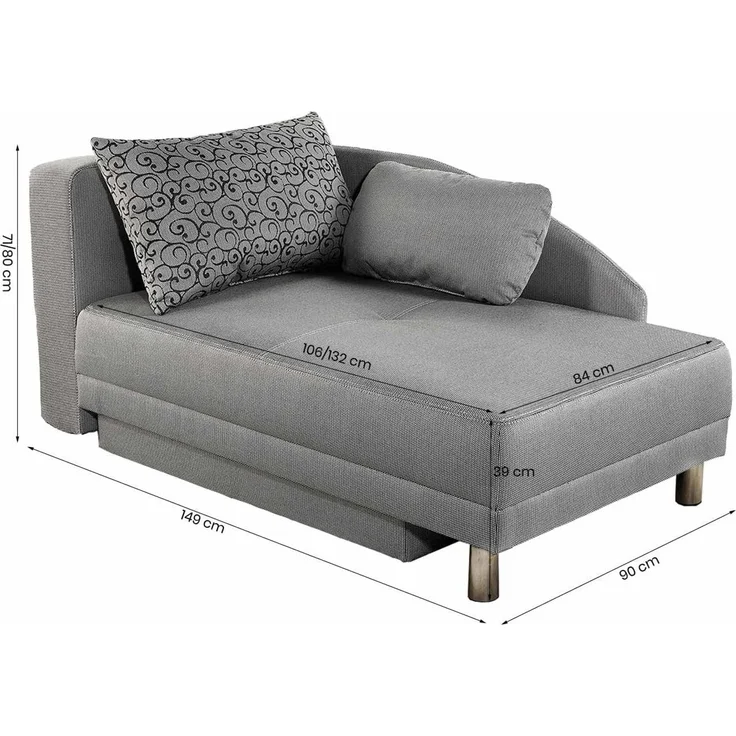 Récamiere-Schlafsofa Federkern Couch Liege Gästebett mit Bettkasten in Hellgrau – Bild 8