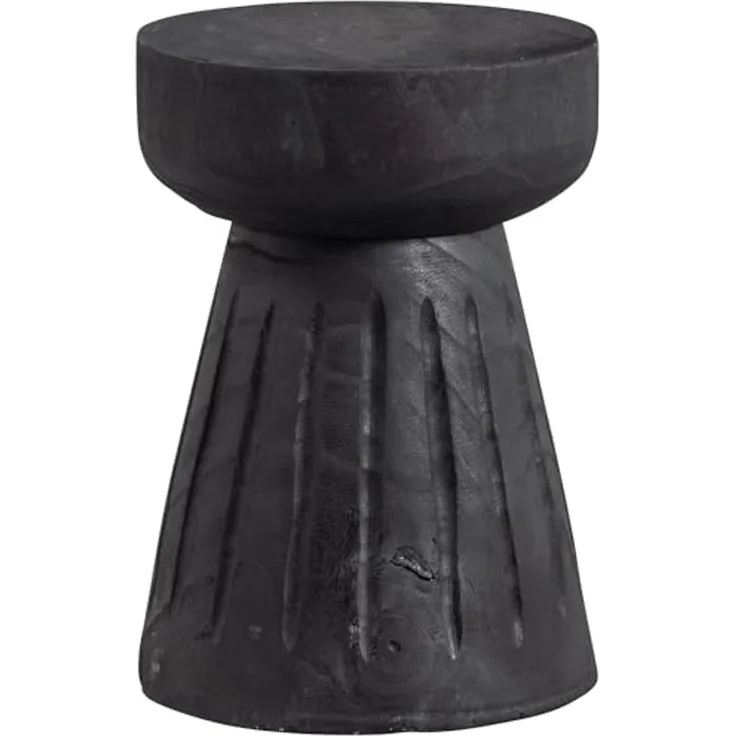 Hocker Borre aus Paulowniaholz, Schwarz